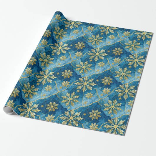 Golden Snowflake Frozen Abstract Cadeaupapier (Uitgerold)