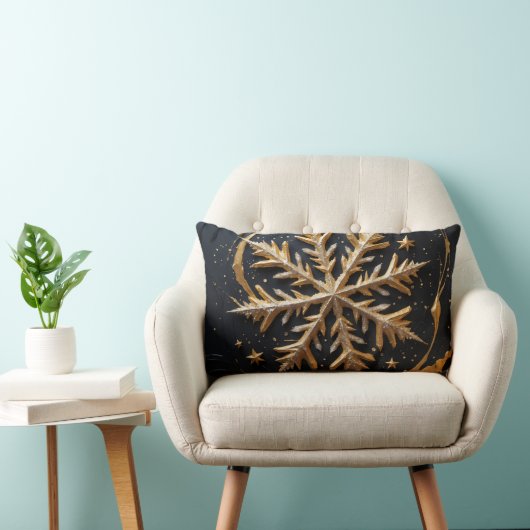 Golden Snowflake Glamour Throw Pillow Kussen (Stoel)