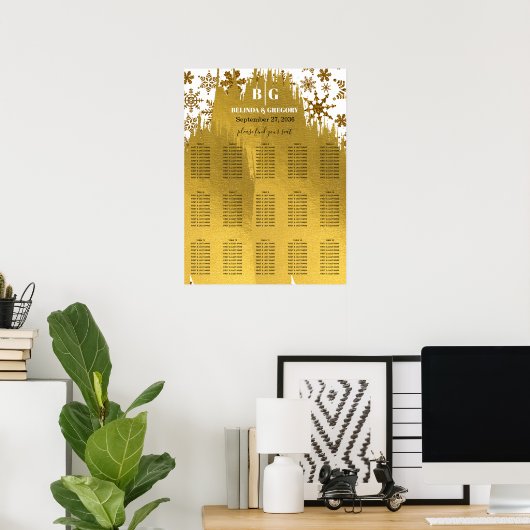 Golden Snowflake kerstbruiloft Poster (Thuiskantoor)