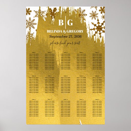 Golden Snowflake kerstbruiloft Poster (Voorkant)