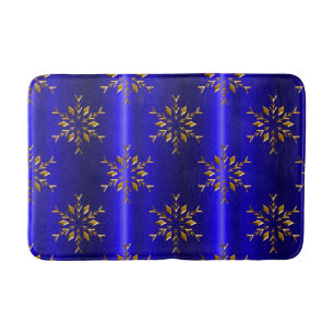 Golden Snowflake op Blauwe Kerstmis Badmat