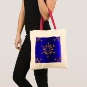 Golden Snowflake op Blauwe Kerstmis Tote Bag (Voorkant (product))