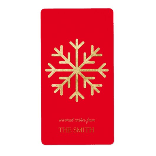 Golden snowflake, prettig kerstlabel etiket (Voorkant)
