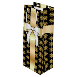 Golden Snowflake Wine Gift Bag Wijn Cadeautas