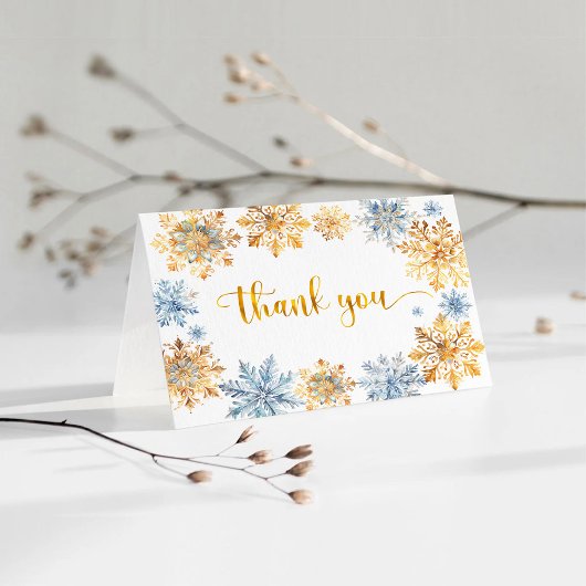 Golden Snowflakes Bedankkaart