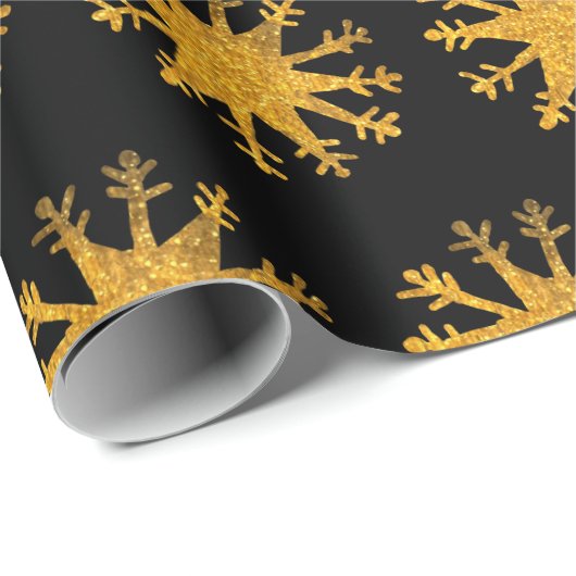 Golden Snowflakes Custom Background Cadeaupapier (Rol Hoek)