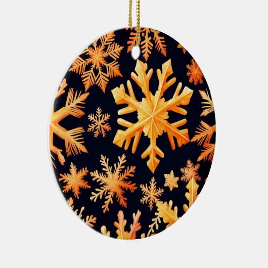 Golden Snowflakes Keramisch Ornament (Rechts)