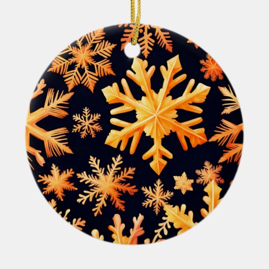 Golden Snowflakes Keramisch Ornament (Voorkant)
