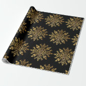 Golden Snowflakes - Kerst Schattige Cadeaupapier (Uitgerold)