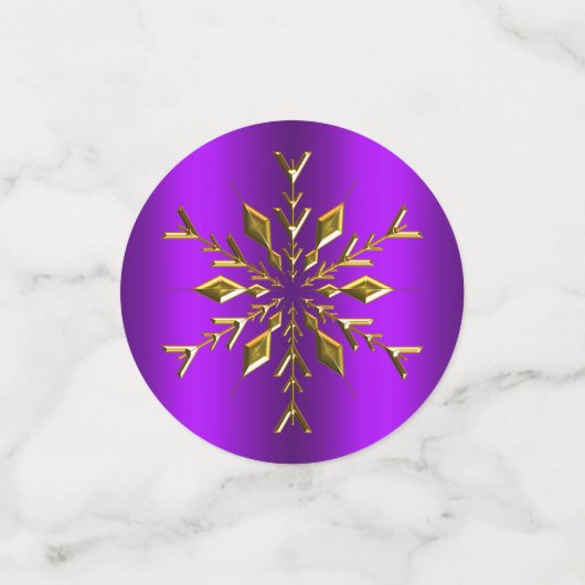 Golden Snowflakes op Paarse kerst Confetti (Kleine voorkant)