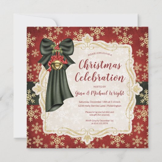 Golden Snowflakes - Uitnodiging voor kerstgedicht (Voorkant)