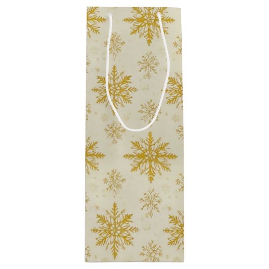 golden snowflakes wijn cadeautas (Voorkant)
