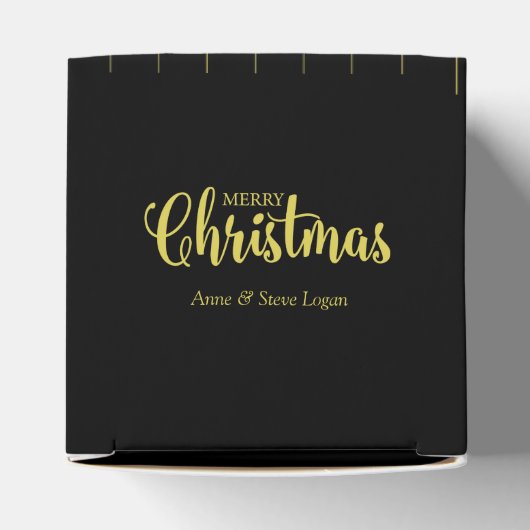 Golden Snowflakes with Christmas Quote on Black Bedankdoosjes (Bovenkant)