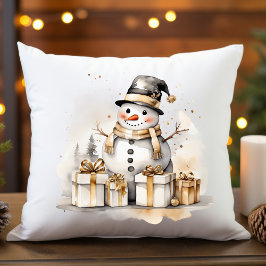 Golden Snowman: Add Elegance to Your Holiday Deco Kussen