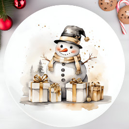Golden Snowman: Add Elegance to Your Holiday Deco Papieren Bordje