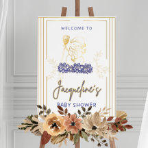 Golden Snowman Paarse thema babyshower banner