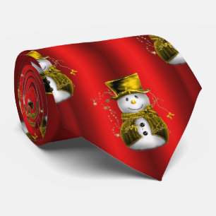 Golden Snowmen op Red Stropdas