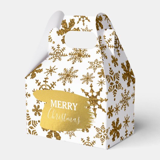 Golden Sparking Snowflakes Merry kerst Bedankdoosjes (Voorkant Zijde)