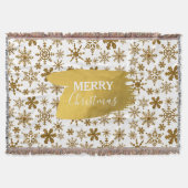 Golden Sparking Snowflakes Merry kerst Deken (Voorkant)