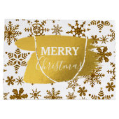 Golden Sparking Snowflakes Merry kerst Groot Cadeauzakje (Achterkant)