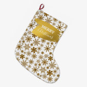 Golden Sparking Snowflakes Merry kerst Grote Kerstsok (Voorkant (Hangend))