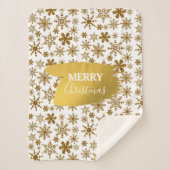 Golden Sparking Snowflakes Merry kerst Sherpa Deken (Voorkant)