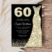 Golden Sparkle Dress Black 60th Birthday Party Kaart