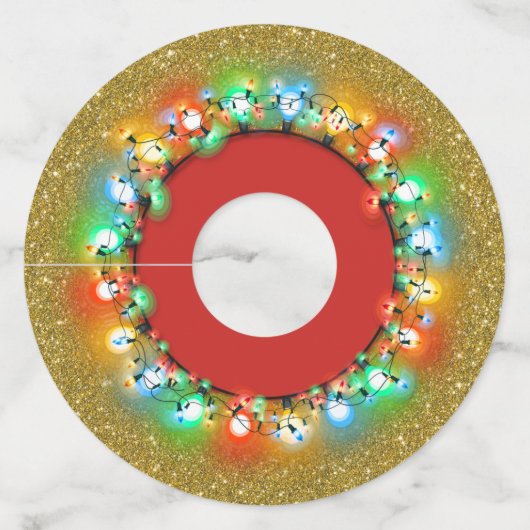 Golden Sparkle met Holiday Light Bulbs Wijnglaslabel (Voorkant)