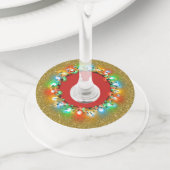 Golden Sparkle met Holiday Light Bulbs Wijnglaslabel (Dichtbij)