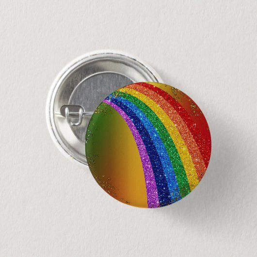 Golden Sparkles en Glitter Rainbow Unicorn Button (Voorkant /achterkant)