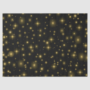 Golden Sparkles en Stars in Night Sky Tissuepapier