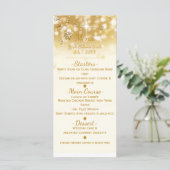 Golden Sparkly Lights Elegant Glam Menu Card (Debout devant)