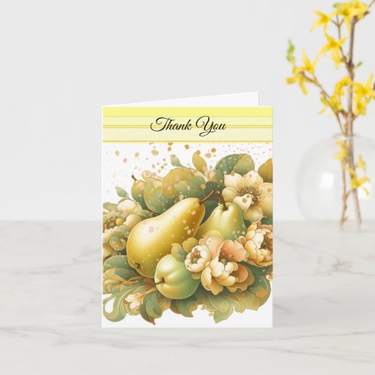 Golden Speckled Pear Dank u Notecard Kaart (Gele Bloem)