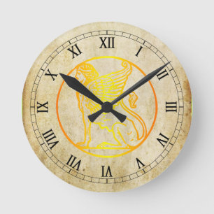Golden Sphinx Wall Clock Ronde Klok