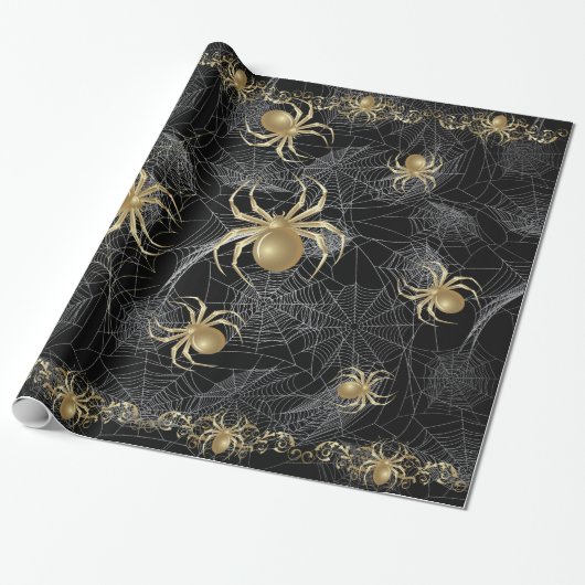 Golden Spider Gift Wrapping Paper Cadeaupapier (Uitgerold)