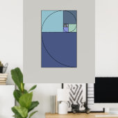Golden Spiral, Fibonacci spiraal, Golden Ratio Poster (Thuiskantoor)