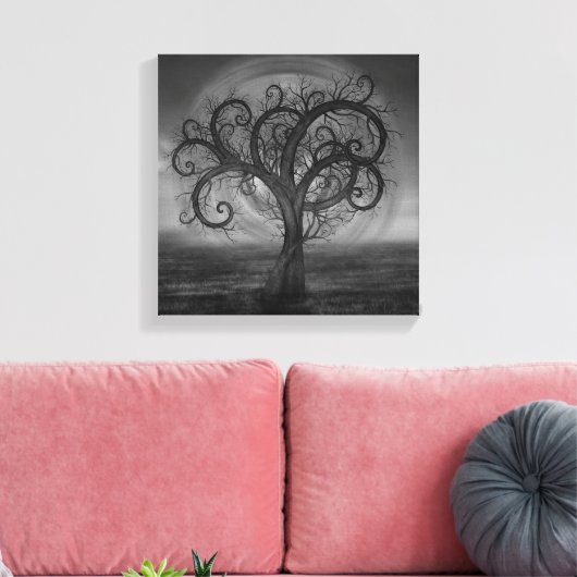 Golden Spiral Tree Zwart-wit Canvas Afdruk (Insitu (Woonkamer))