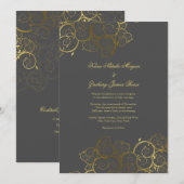 Golden Spirals Vine Classy Gray Weddenschap Kaart (Voorkant / Achterkant)