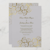 Golden Spirals Vine Classy Light Grey Weddenschap Kaart (Voorkant / Achterkant)