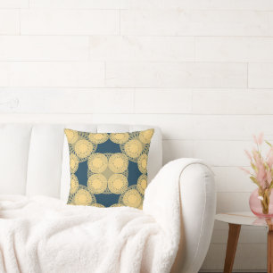 Golden Spiro Bloom Retro Geometrisch Bloemenpatroo Kussen