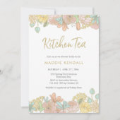 Golden Spring bloemenkeuken Tea Party uitnodiging (Voorkant)