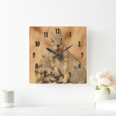 Golden Squirrel Vierkante Klok (Huis)