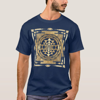 GOLDEN SRI YANTRA diepe houtskool achtergrond T-shirt