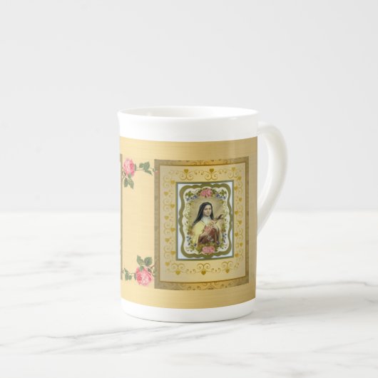 Golden St. Therese Bone China Mok GIFT ITEM (Voorkant rechts)