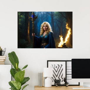 Golden Staff Sorceress van de Magic Bossen Poster
