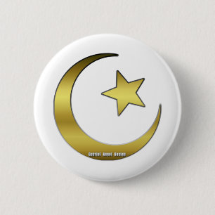 Golden Star en Crescent Ronde Button 5,7 Cm