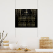 Golden Star Lights en Black - Seating Chart Poster (Keuken)