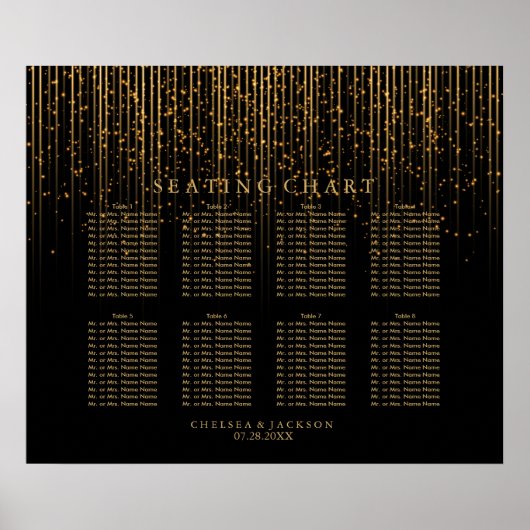 Golden Star Lights en Black - Seating Chart Poster (Voorkant)
