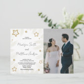 Golden Star Pine Wedding Invitations avec photo (Debout devant)