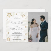 Golden Star Pine Wedding Invitations avec photo (Devant / Derrière)